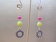 Purple Rhinestone Earrings with Pink and Lime Green Beads