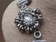 Chunky Metal Crystal Bead and Glass Necklace Entwined with Lace