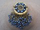 Vintage 1960s Tassel Style Brooch in Metallic Blue and Gold Tone
