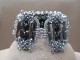 Elasticated Jet and Pewter Beaded Crystal Bracelet with Matching Glass Crystal Clip On Earrings