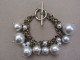 Vintage 1980s Faux Pearl Charm Bracelet and Earrings Set