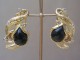 Vintage 1990s Jose Maria Barrera Granada Clear Rhinestone and Black Cabochon Necklace and Earring Set