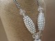 Long Faux Pearl and Clear Glass Crystal Pendant Necklace in a Silver Tone Setting