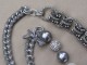 Grey Velvet Entwined Metal Chain Necklace with Large Shimmering Faux Pearls
