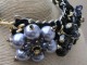 Velvet Entwined Purple and Black Faux Pearl Bauble Collar Style Necklace