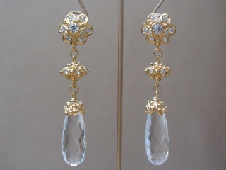 Vintage 1993 Elegant Clear Rhinestone Holiday Splendour Clip On Earrings by Jose Maria Barrera for AVON