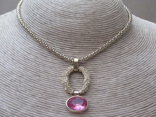 Vintage 1960s Pink Rhinestone Necklace Costume Jewellery Set