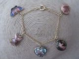 Vintage 1960s Cloisonne Charm Bracelet