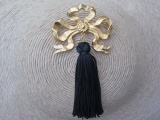 Vintage 1991 Black Tassel Pin Brooch