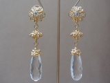 Vintage 1993 Elegant Clear Rhinestone Holiday Splendour Clip On Earrings by Jose Maria Barrera for AVON