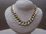 Vintage 1980s Gold Tone Heavy Linked Design Necklace signed MONET