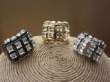 Large Glitzy Cocktail Ring Encased in Square Crystal Rhinestones