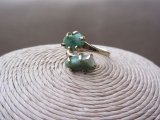 Vintage 1960s Moss Agate Gold Tone Costume Ring signed Sarah Coventry