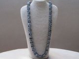 Long Brown Velvet Entwined Necklace with Smoky Quartz Crystal Beads