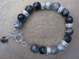 Handcrafted Agate Bead Earring and Bracelet Set in a Silver Tone Setting