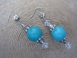 Handcrafted Turquoise and Clear Crystal Beaded Necklace Set with Matching Earrings and Bracelet
