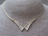 Vintage 1980s Rhinestone Encrusted Necklace and Clip On Earring Set in Gold Tone