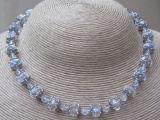 Handcrafted Clear Glass Crystal and Filigree Cap Beaded Necklace Earrings and Bracelet Set