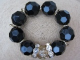 Black Bead Bracelet with Rhinestones