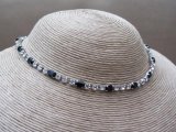 Vintage 1960s Jet and Clear Rhinestone Collar Style Necklace