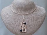 Vintage 1980s Choker with Black Cabochon Pendant in Gold Tone